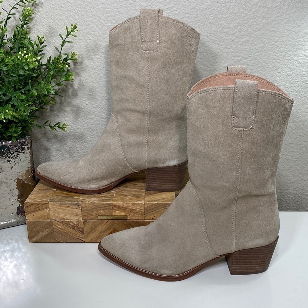 Madewell The Cassity Tall Western Suede Boot Walnut Shell sz 7.5 NG673 - Picture 4 of 16